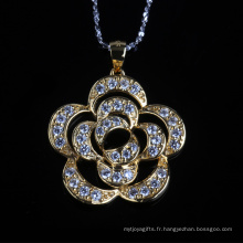 Belle fleur forme zircon cubique mode argent collier bijoux